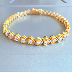 18K Vermeil Heart 8.15 TCW Cubic Zirconia 925 Sterling Silver Tennis Bracelet